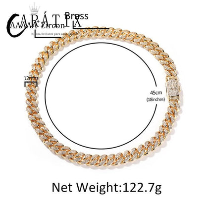 CARÁTIX – Letters Link Chain Necklace | Iced Out Round Cuban Choker for Men & Women