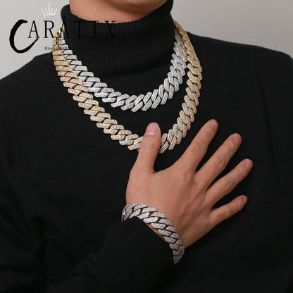 CARÁTIX - Hip Hop 3 Rows AAA CZ Stone Paved Bling Iced Out 20mm Geometric Square Link Chain Necklaces for Men Rapper Jewelry  Valentine's Day Gift for Men & Girls & Boys Mothers' Day Gift #Springtok