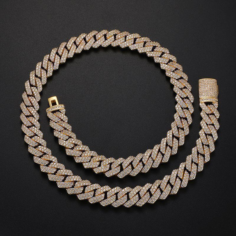 CARÁTIX 14mm Square Cuban Link Chain Necklace – 5A CZ Iced Out Hip Hop Bling Jewelry for Men | Solid Rapper Gift - CaratixJewelry
