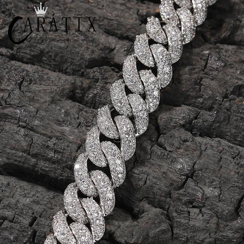 CARÁTIX 18mm Cuban Chain Set | 5A+ CZ Iced Out Hip Hop Necklace & Bracelet for Men