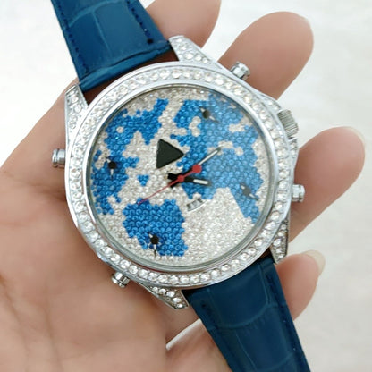 Starburst Moissanite Style Watch Men's Leather Band | Caratix