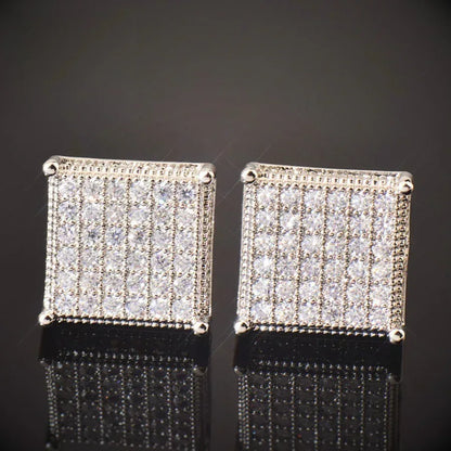 Octagon Iced Out Stud Earrings with Zircon | Simple & Trendy Hip Hop Jewelry | Caratix Jewelry - CaratixJewelry