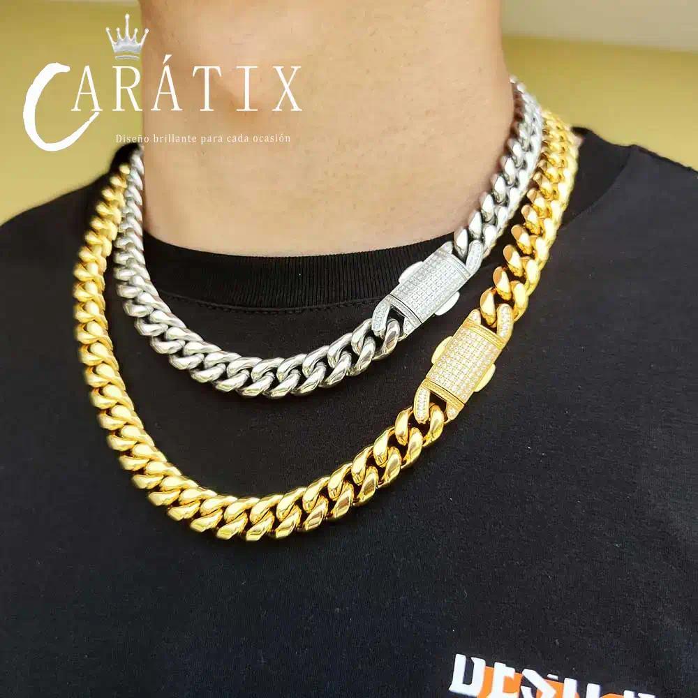 CARÁTIX – 12mm Miami Cuban Link Necklace | Stainless Steel PVD Clasp Chain for Men & Women