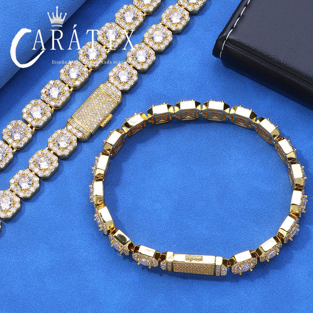CARÁTIX - 10mm 12mm Men's Tennis Necklace Luxury Cube Zirconia Popular Personalized Women's Cluster Tennis Chain GiftValentine's Day Gift for Men & Girls & Boys Mothers' Day Gift #Springtok