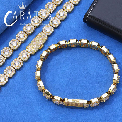 CARÁTIX - 10mm 12mm Men's Tennis Necklace Luxury Cube Zirconia Popular Personalized Women's Cluster Tennis Chain GiftValentine's Day Gift for Men & Girls & Boys Mothers' Day Gift #Springtok