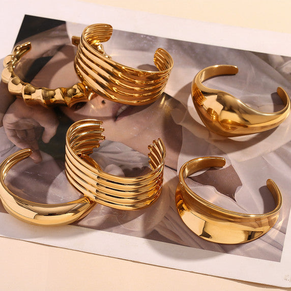 Bangle Exaggerated | Multi Layered 18k Gold over Stainless Steel Bangle Bracelets