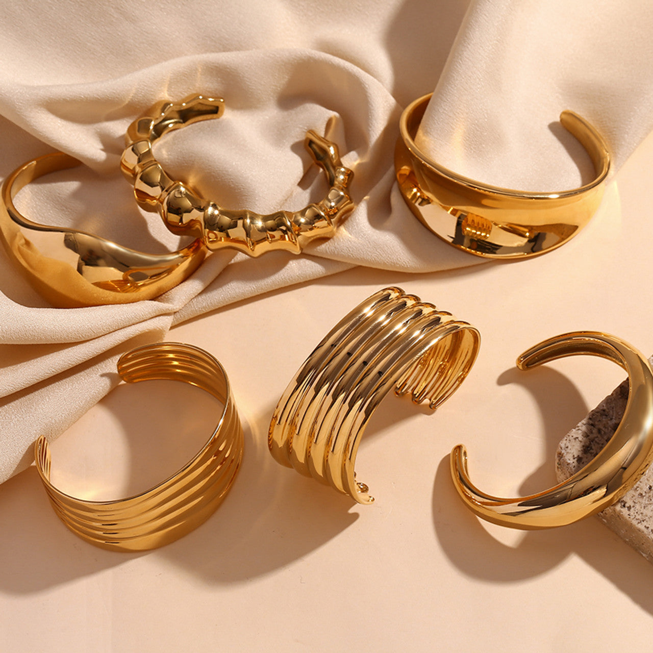 Bangle Exaggerated | Multi Layered 18k Gold over Stainless Steel Bangle Bracelets