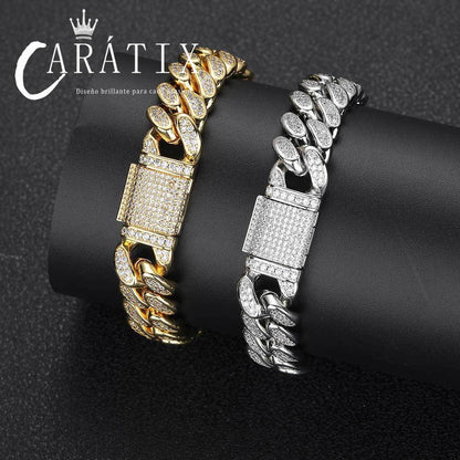 CARÁTIX 12mm Miami Cuban Link Chain Necklace – High Quality Bling Hip Hop Jewelry for Men | Iced Out Gift