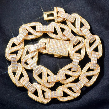 18mm Iced Out T-Shape Mixed Zircon Cuban Chain Necklace - CaratixJewelry