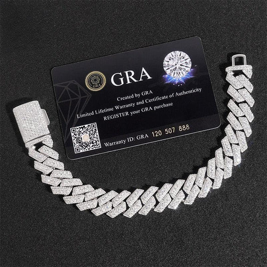 15mm Moissanite Cuban Link Chain | Gold-Plated 925 Silver Necklace - CaratixJewelry