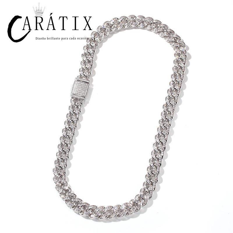 CARÁTIX 10mm Square CZ Cuban Chain | Iced Out Hip Hop Necklace for Men