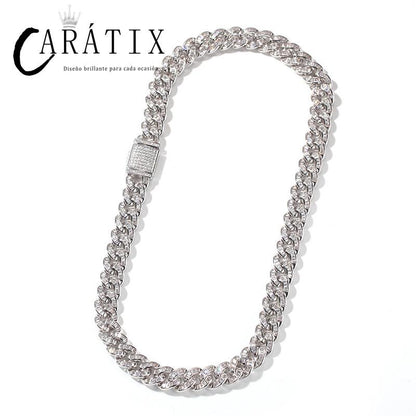 CARÁTIX 10mm Square CZ Cuban Chain | Iced Out Hip Hop Necklace for Men