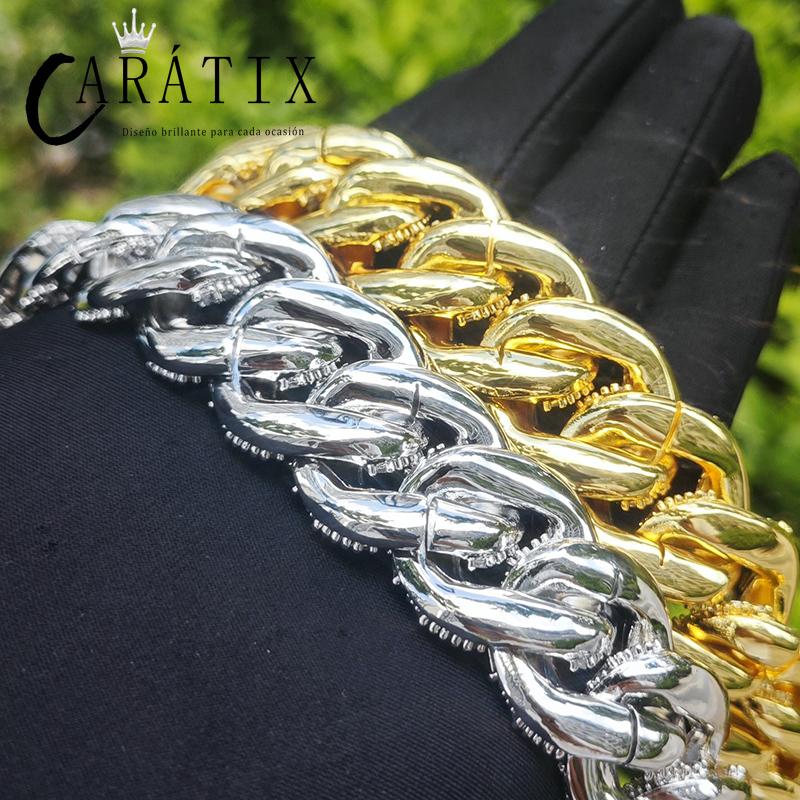 CARÁTIX Big Round Cuban Link Chain Necklace – Iced Out CZ Hip Hop Jewelry for Men & Women