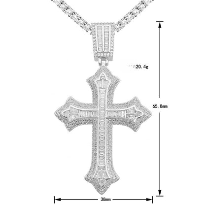 Iced Out Cross Pendant | Men's Gold Plated Hip Hop Cross Necklace | Caratix