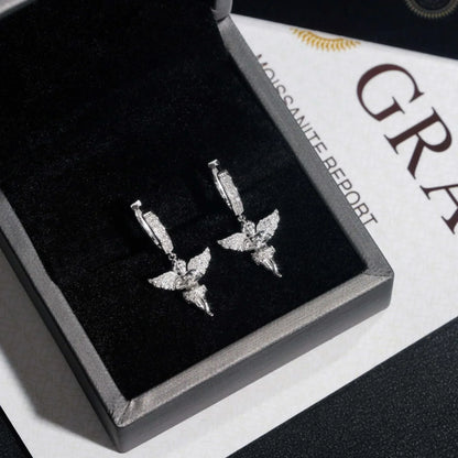 925 Silver Angel Style Moissanite Earrings Hip Hop Fashion - CaratixJewelry