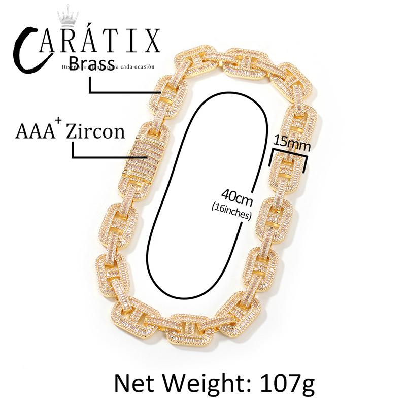 CARÁTIX Pink CZ Pig Nose Chain | Iced Out Coffee Beans Hip Hop Necklace for Men & Women