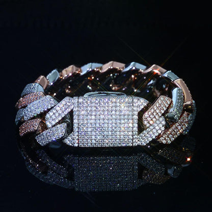 CARÁTIX 20mm Two-Tone Miami Cuban Link Chain Necklace – 5A CZ Iced Out Hip Hop Bling Jewelry for Men | Rapper Gift