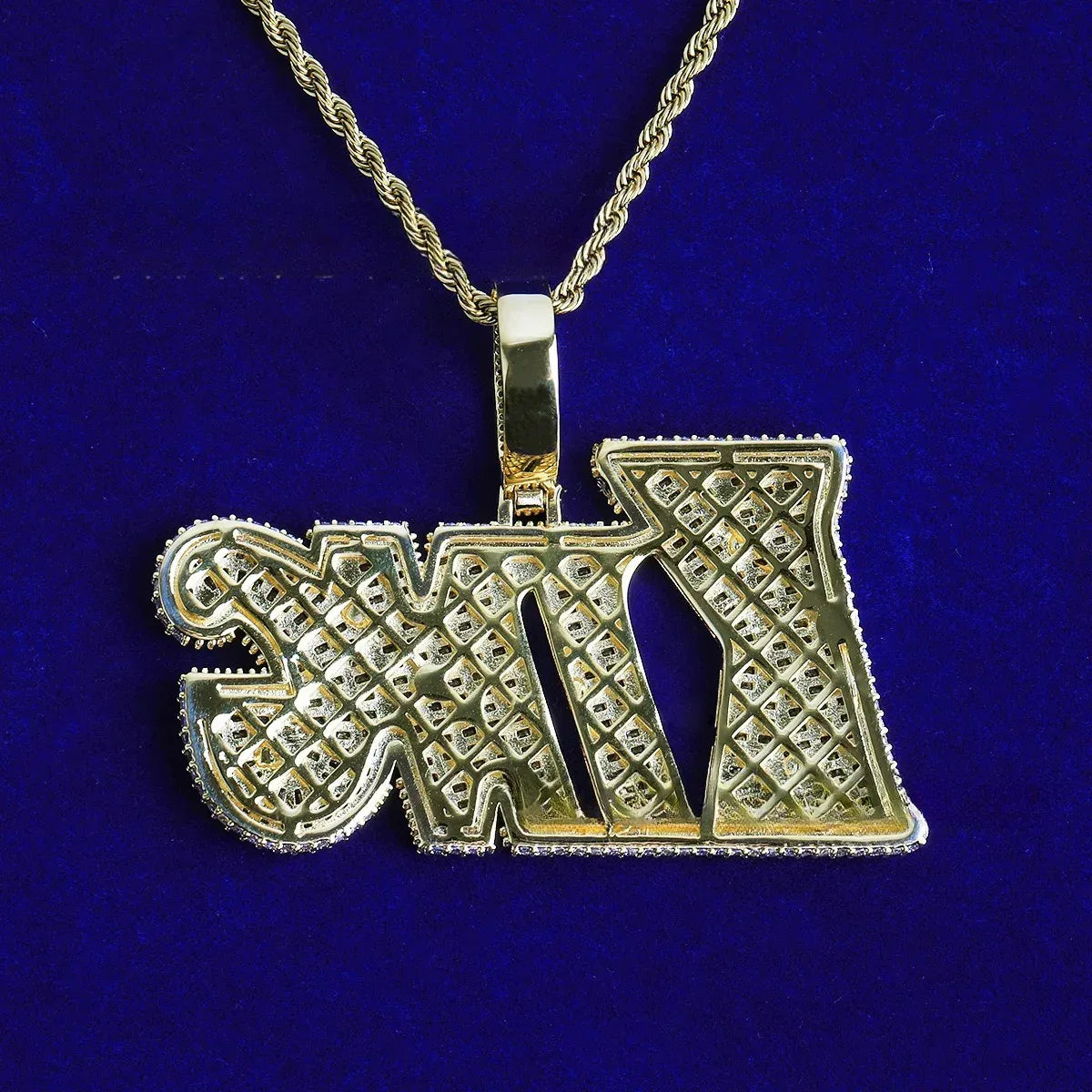 Iced Out "KING" Letter Pendant with Crown | Men's Real Copper CZ Necklace - CaratixJewelry