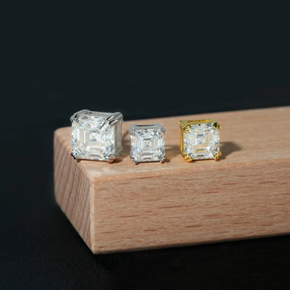 VVS 925 Silver Moissanite Tower Cut Stud Earrings Unisex - CaratixJewelry