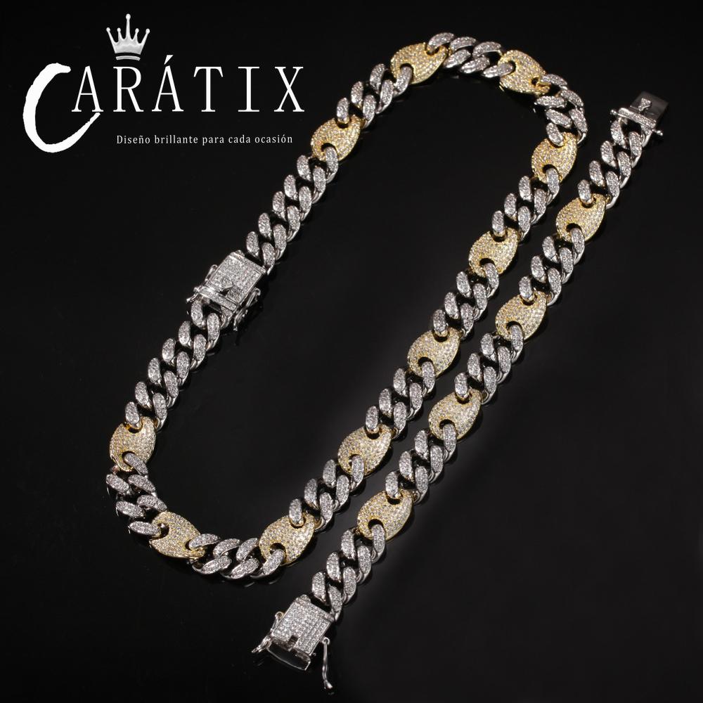 CARÁTIX 13mm Prong Cuban Chain | White AAA CZ Iced Out Hip Hop Necklace for Men