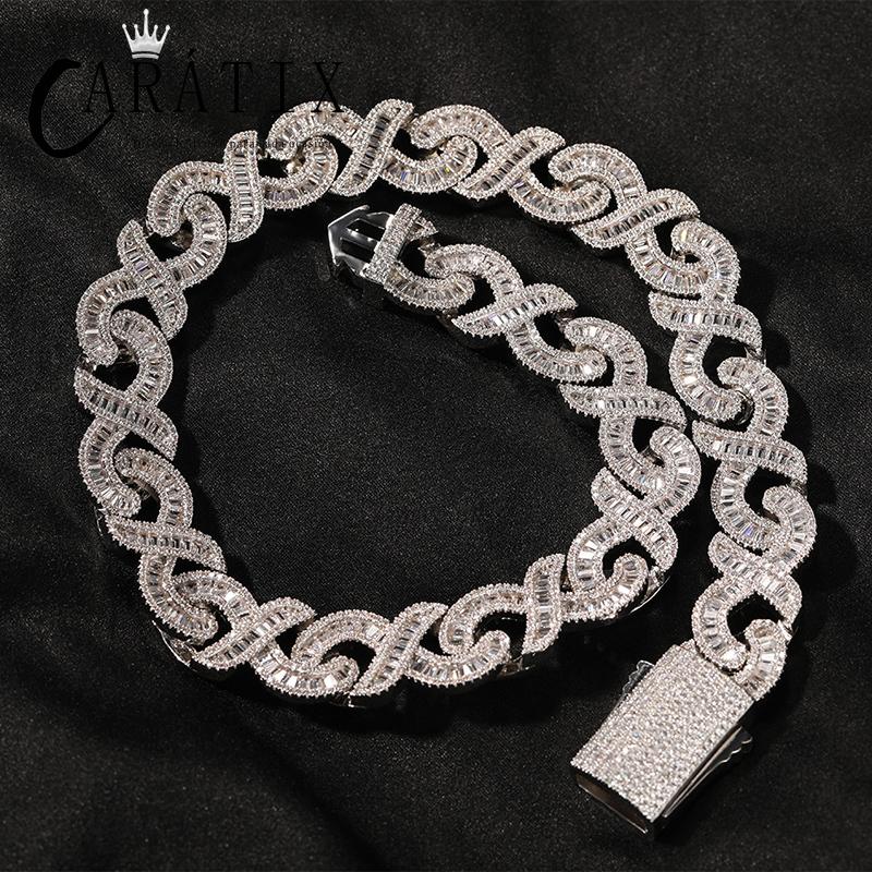 CARÁTIX 15mm Iced Out Cuban Link Chain Necklace – 3A+ CZ Round Infinity Hip Hop Bling Jewelry for Men | Rapper Gift