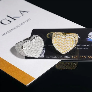 Heart Moissanite Iced Out Ring | S925 Silver Unisex Hip Hop Fashion Jewelry - CaratixJewelry