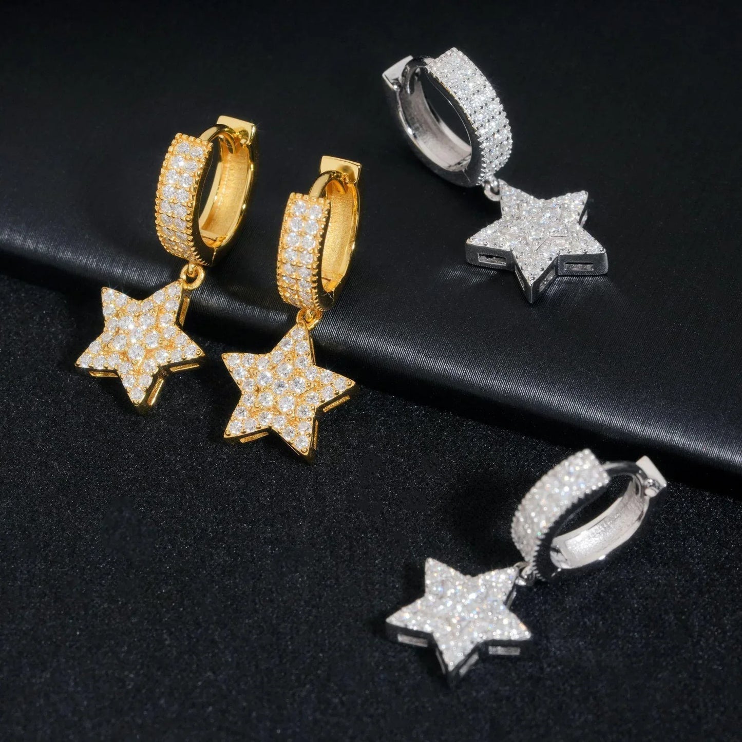 Trendy Hip Hop Star Shape Earrings for Men European Casual - CaratixJewelry