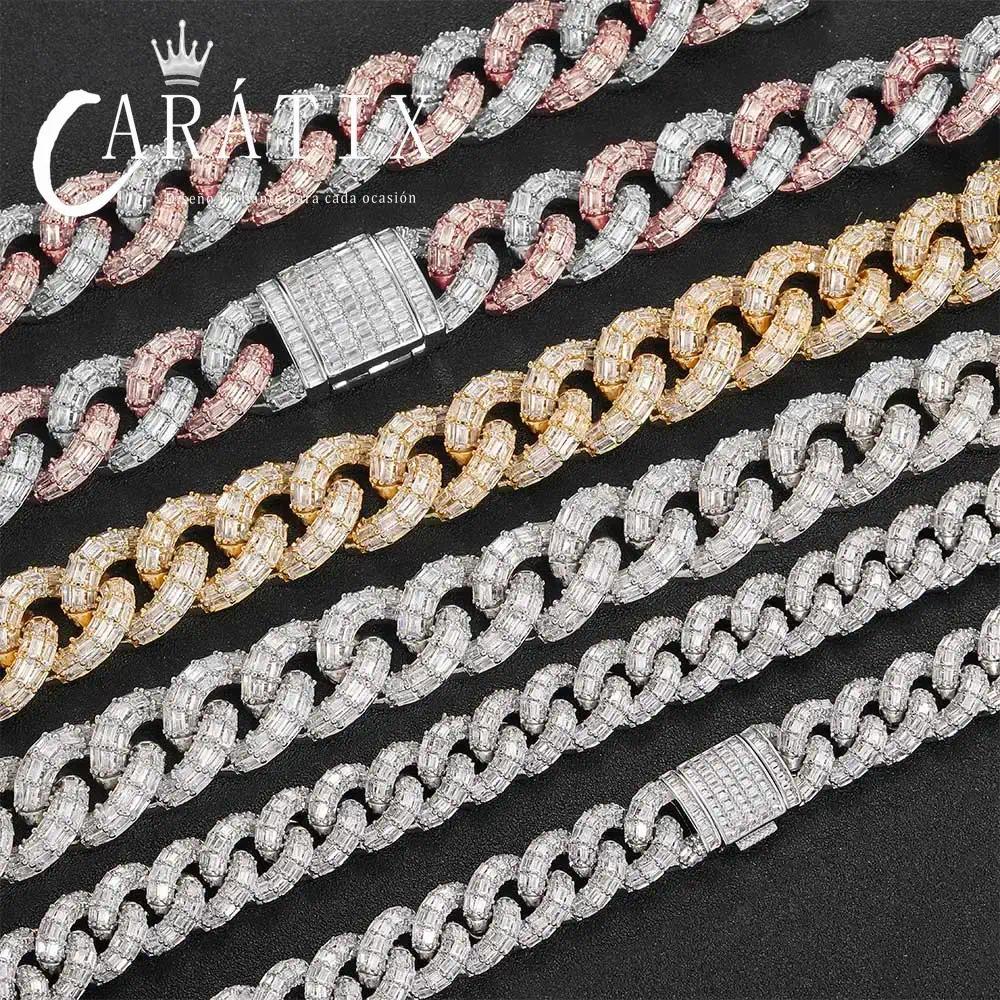 CARÁTIX - 21Mm Thick Cuban Link Chain Necklace Cubic Zirconia Women's T Square Cuban Chain Men Luxury Necklace Jewelry Valentine's Day Gift for Men & Girls & Boys Mothers' Day Gift #Springtok