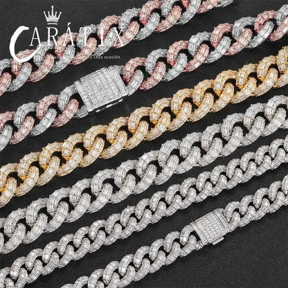 CARÁTIX - 21Mm Thick Cuban Link Chain Necklace Cubic Zirconia Women's T Square Cuban Chain Men Luxury Necklace Jewelry Valentine's Day Gift for Men & Girls & Boys Mothers' Day Gift #Springtok