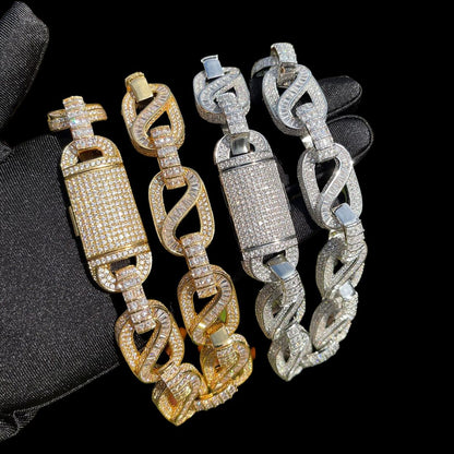 20MM Baguette Infinity Link Cuban Iced Out Diamond Necklace Chain – Luxury Hip Hop Jewelry for Men & Women