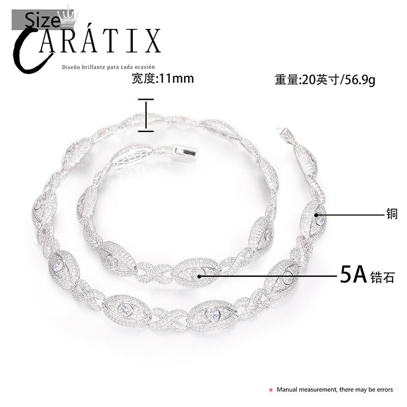 CARÁTIX 5A+ CZ Iced Out Eyes Cuban Link Chain Necklace – Infinity Hip Hop Bling Jewelry for Men & Women | Unisex Rapper Gift