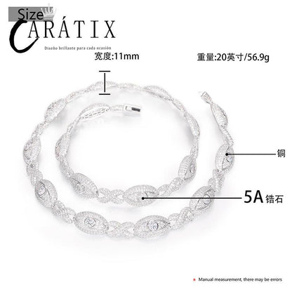 CARÁTIX 5A+ CZ Iced Out Eyes Cuban Link Chain Necklace – Infinity Hip Hop Bling Jewelry for Men & Women | Unisex Rapper Gift