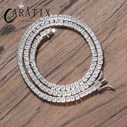CARÁTIX 6mm Square Tennis Chain | AAA CZ Iced Out Hip Hop Necklace for Men