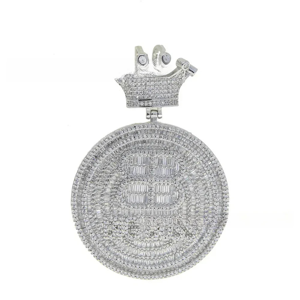 Iced Out "Crown Clasp" Initial Pendant | Men's Punk Hip Hop Letter Necklace - CaratixJewelry