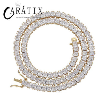 CARÁTIX 4×4mm Square CZ Iced Out Tennis Link Choker Necklace - CaratixJewelry