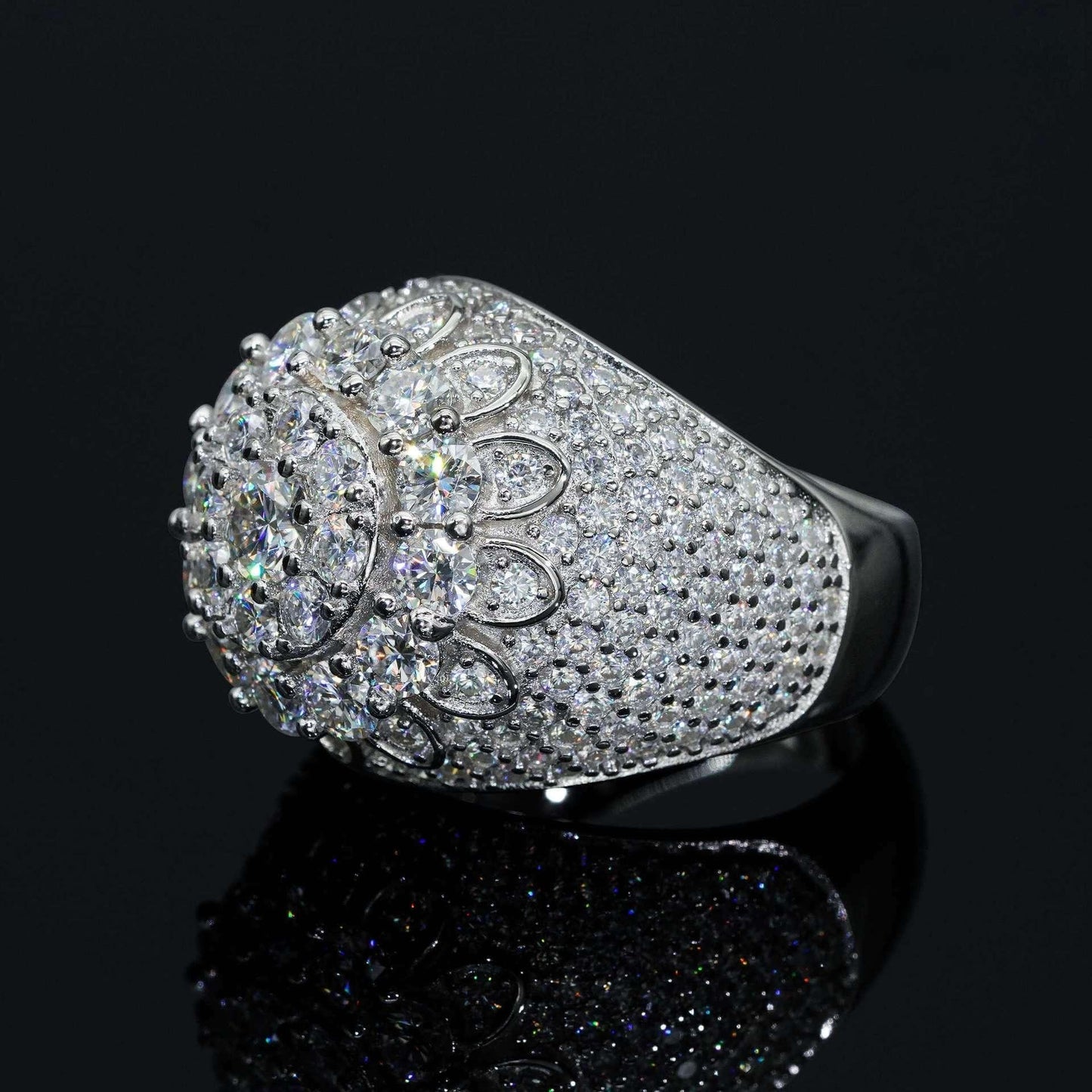 Men’s Moissanite Mini-Iced Ring | S925 Silver Full Iced Out Hip Hop Jewelry - CaratixJewelry