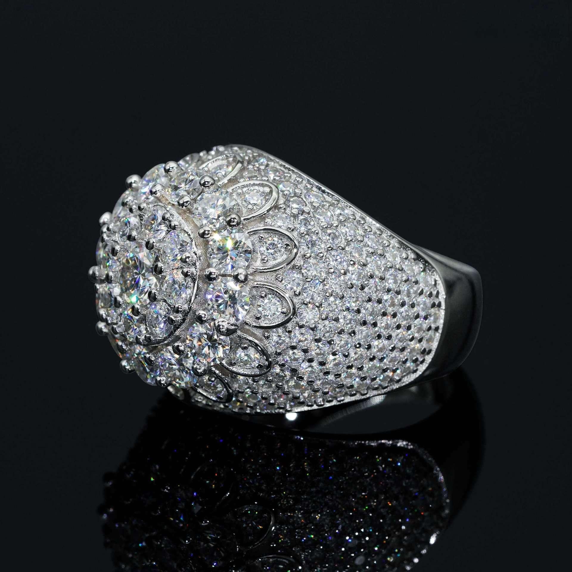 Men’s Moissanite Mini-Iced Ring | S925 Silver Full Iced Out Hip Hop Jewelry - CaratixJewelry