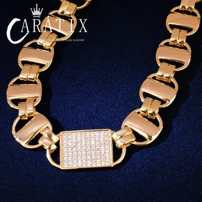 CARÁTIX Square Box Chain Necklace – AAAAA Zircon Iced Out Hip Hop Bling Jewelry for Men | Multi-Size Chino Link Chain
