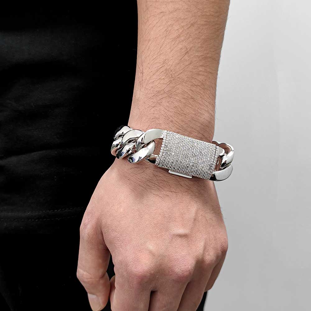 CARÁTIX 12mm/22mm Lock Miami Cuban Link Chain Necklace – 5A CZ Iced Out Hip Hop Bling Jewelry for Men | Brass Thick Design