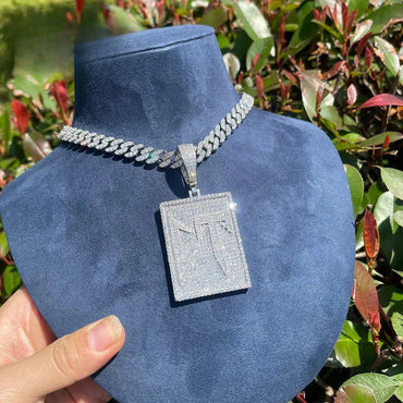 Men's Corridos Tumbados Initial Necklace | Premium Copper CZ Hip Hop Medallion Caratix - CaratixJewelry