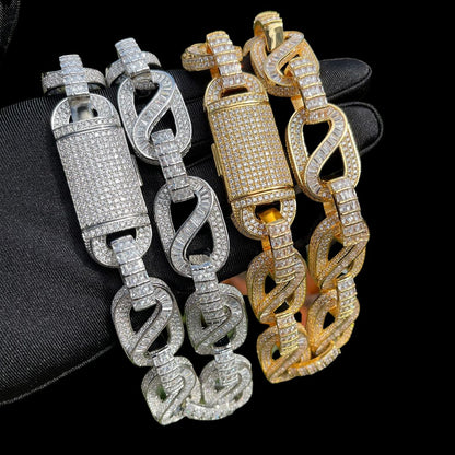 20MM Baguette Infinity Link Cuban Iced Out Diamond Necklace Chain – Luxury Hip Hop Jewelry for Men & Women