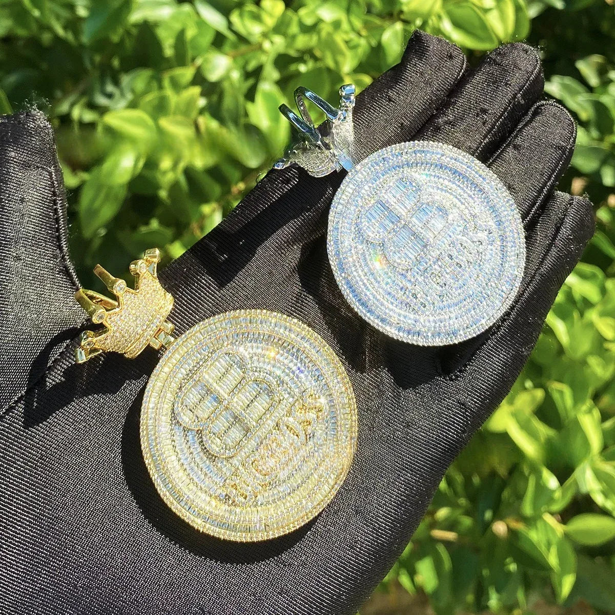 Iced Out "Crown Clasp" Initial Pendant | Men's Punk Hip Hop Letter Necklace - CaratixJewelry
