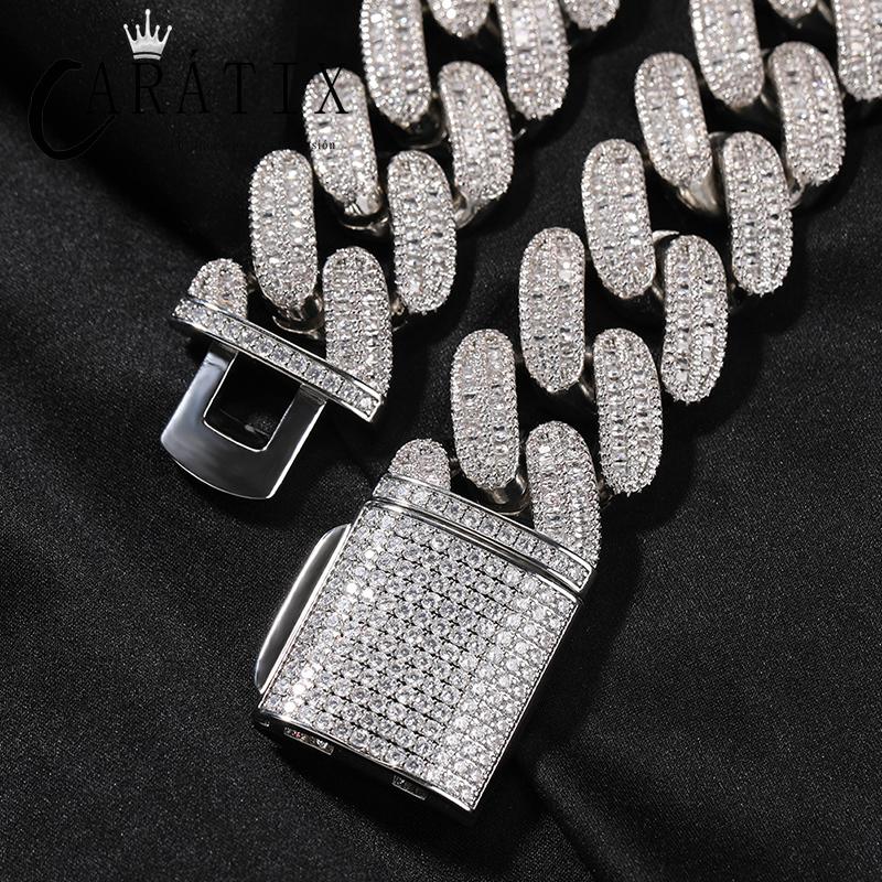 CARÁTIX 26mm Big Round Cuban Link Chain Necklace – Iced Out CZ Hip Hop Jewelry for Men & Women