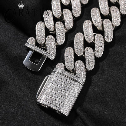 CARÁTIX 26mm Big Round Cuban Link Chain Necklace – Iced Out CZ Hip Hop Jewelry for Men & Women