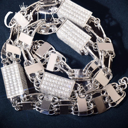 CARÁTIX Square Box Chain Necklace – AAAAA Zircon Iced Out Hip Hop Bling Jewelry for Men | Multi-Size Chino Link Chain