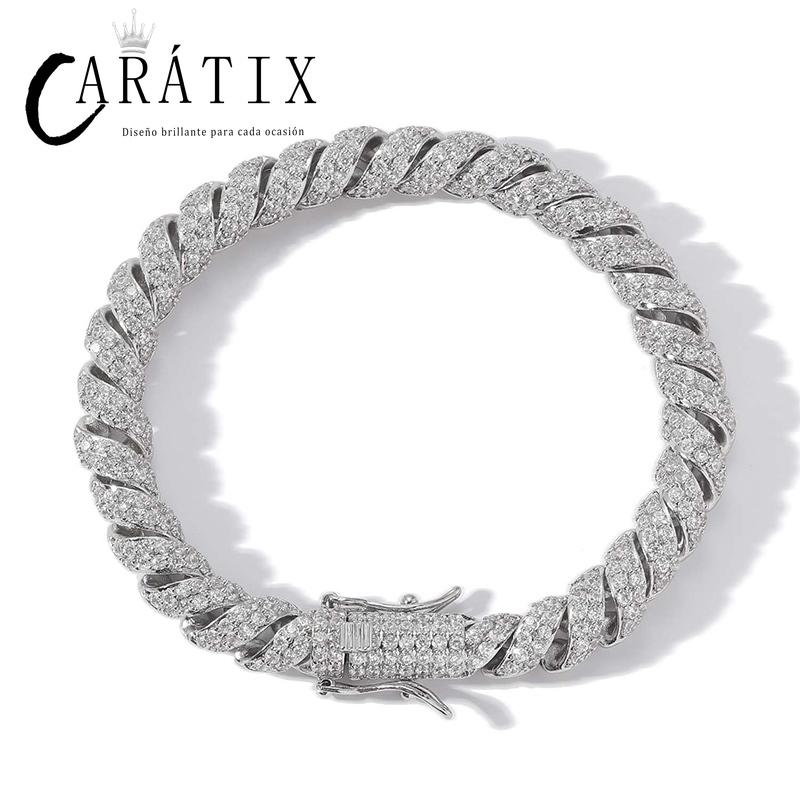 CARÁTIX Twist Rope Link Chain | 5A+ CZ Iced Out Hip Hop Necklace for Men (Gold Silver)