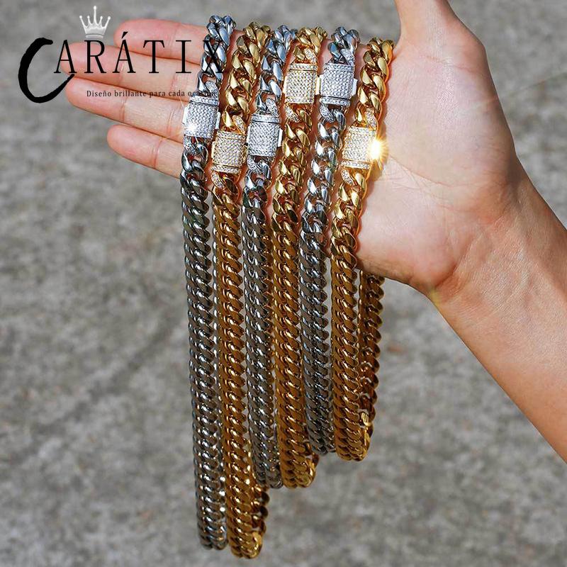 CARÁTIX 6–14mm Stainless Steel Cuban Chain | CZ Zircon Heavy Hip Hop Necklace for Men