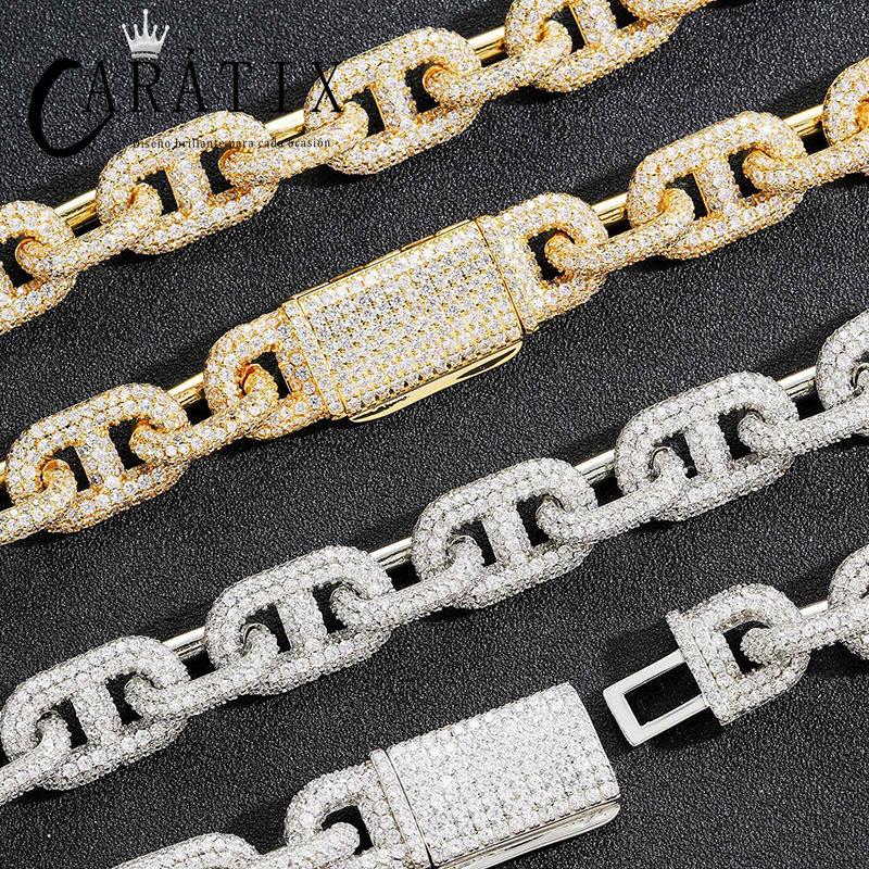 CARÁTIX Pig Nose Link Chain | 5A+ CZ Iced Out Hip Hop Necklace for Men (7"-24")