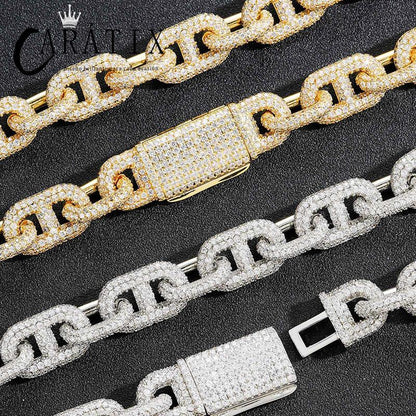 CARÁTIX Pig Nose Link Chain | 5A+ CZ Iced Out Hip Hop Necklace for Men (7"-24")