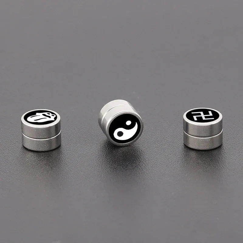 Mens Hip Hop Enamel Magnetic Earrings - Patterned Studs